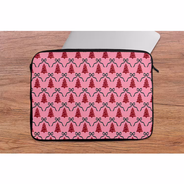 Laptophoes - Kerst - Rood - Groen - Strik — 2