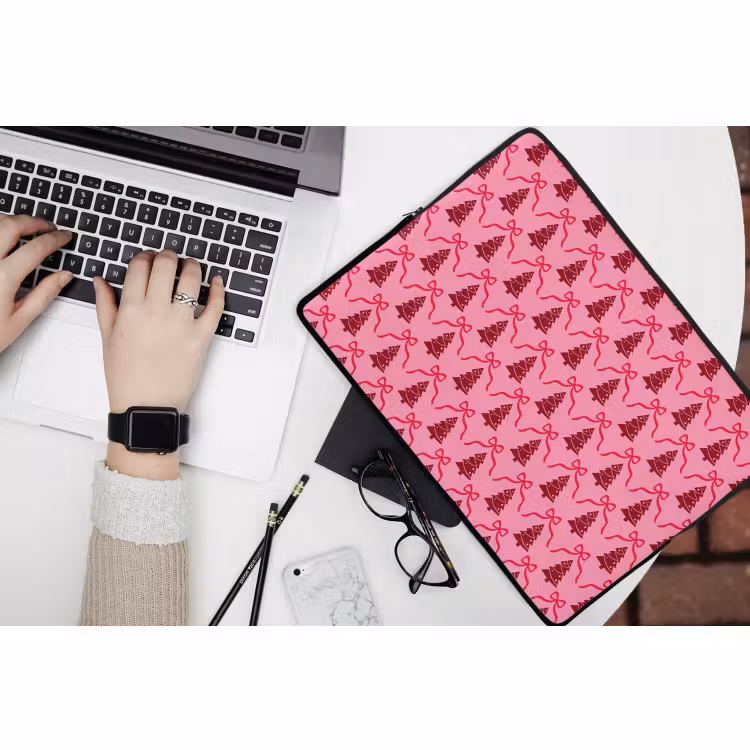 Laptophoes - Kerst - Rood - Roze - Strik — 3
