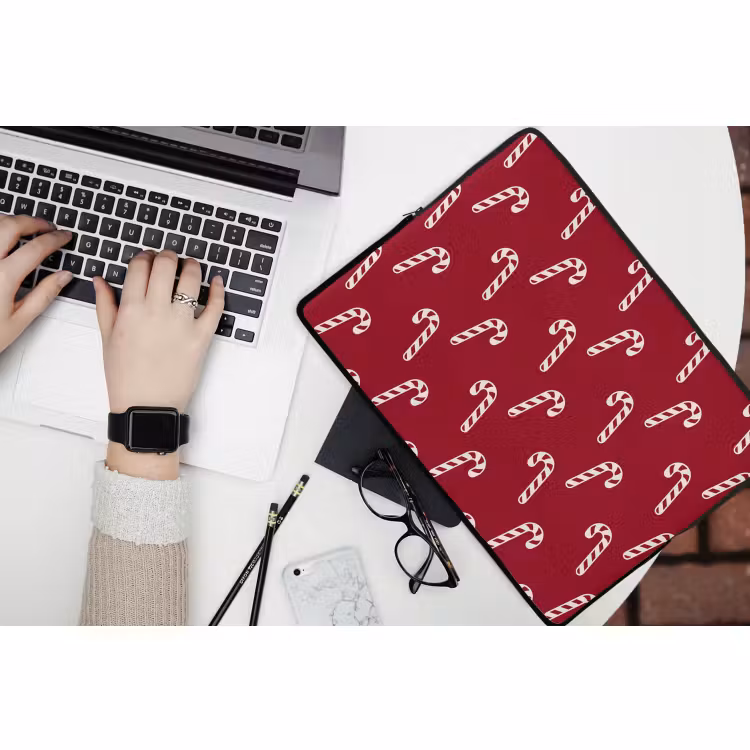 Laptophoes - Kerst - Rood - Wit - Zuurstok — 3