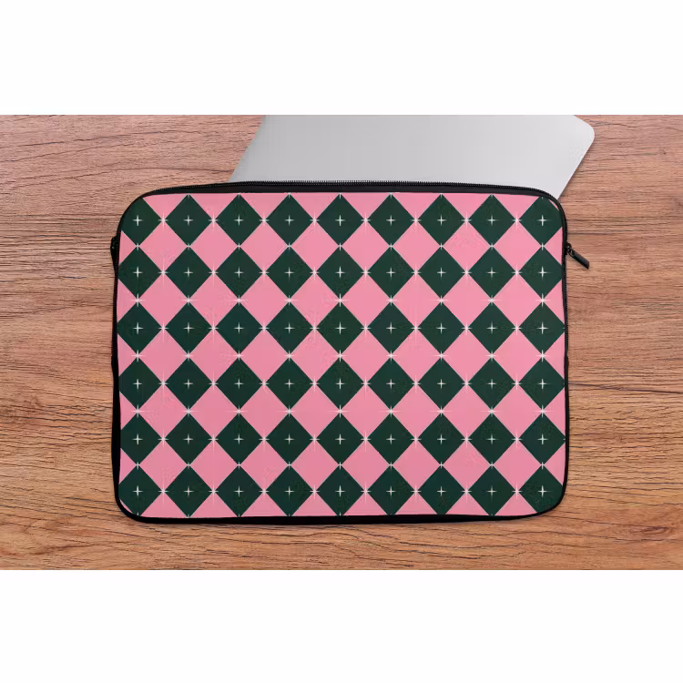 Laptophoes - Kerst - Roze - Groen - Ster — 2
