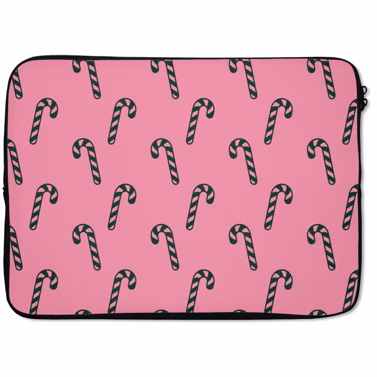 Laptophoes - Kerst - Roze - Groen - Zuurstok — 1