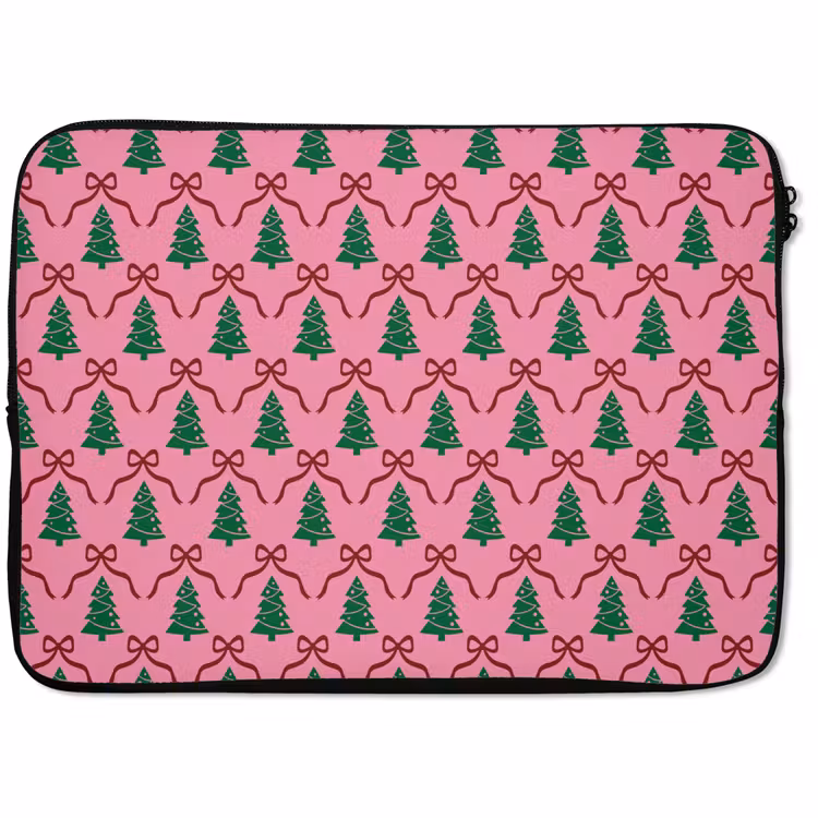 Laptophoes - Kerst - Roze - Rood - Strik — 1