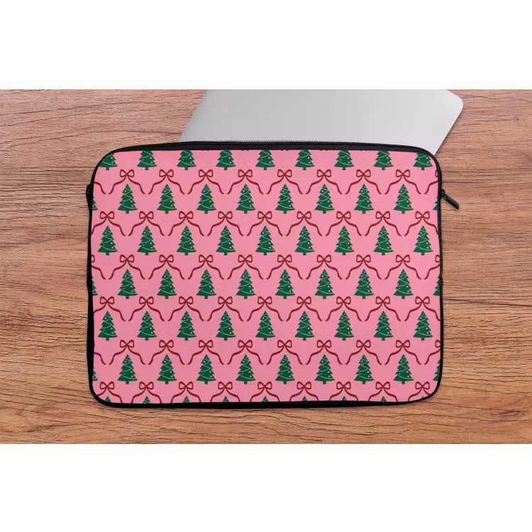 Laptophoes - Kerst - Roze - Rood - Strik — 2