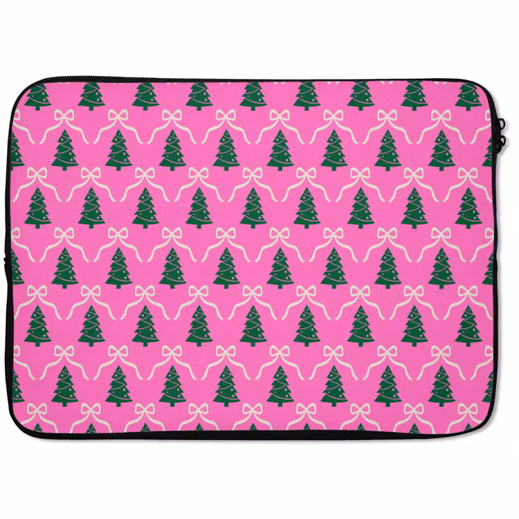 Laptophoes - Kerst - Roze - Wit - Strik — 1