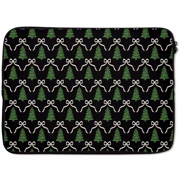 Laptophoes - Kerst - Zwart - Wit - Strik — 1