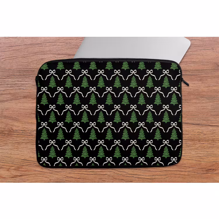 Laptophoes - Kerst - Zwart - Wit - Strik — 2