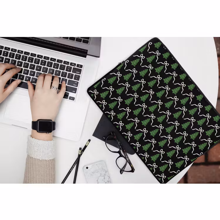 Laptophoes - Kerst - Zwart - Wit - Strik — 3