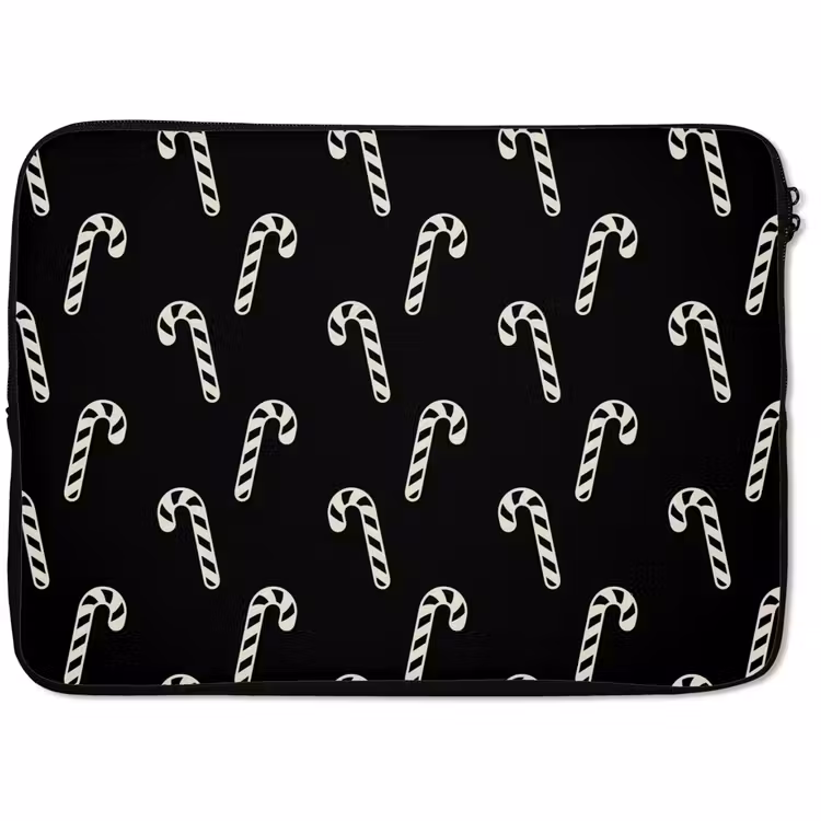 Laptophoes - Kerst - Zwart - Wit - Zuurstok — 1