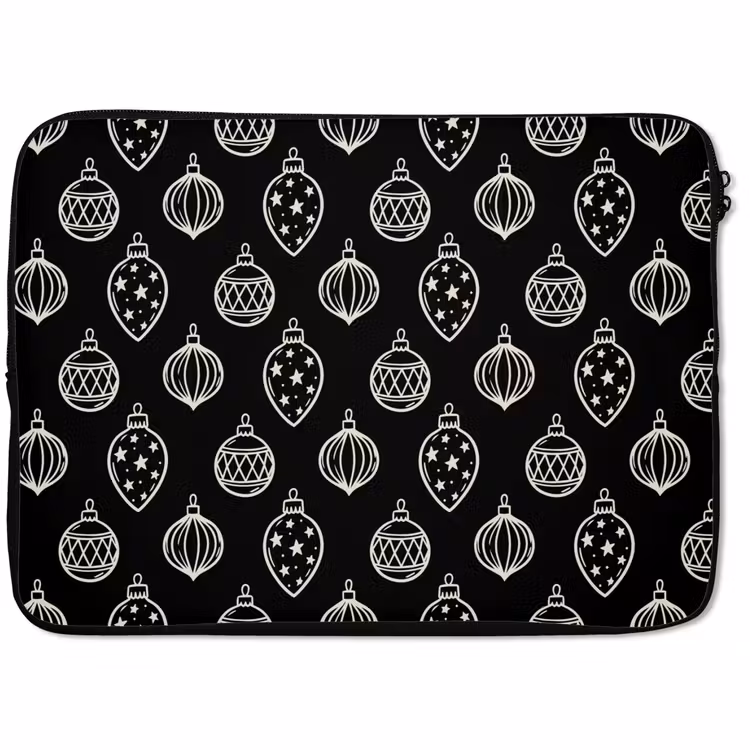 Laptophoes - Kerstbal - Wit - Zwart — 1