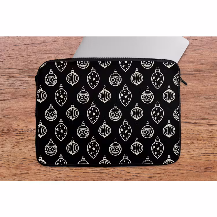 Laptophoes - Kerstbal - Wit - Zwart — 2
