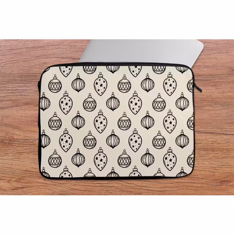 Laptophoes - Kerstbal - Zwart - Wit — 2