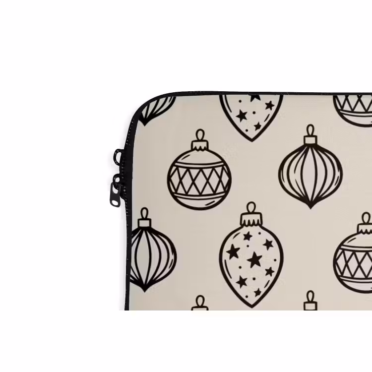 Laptophoes - Kerstbal - Zwart - Wit — 5
