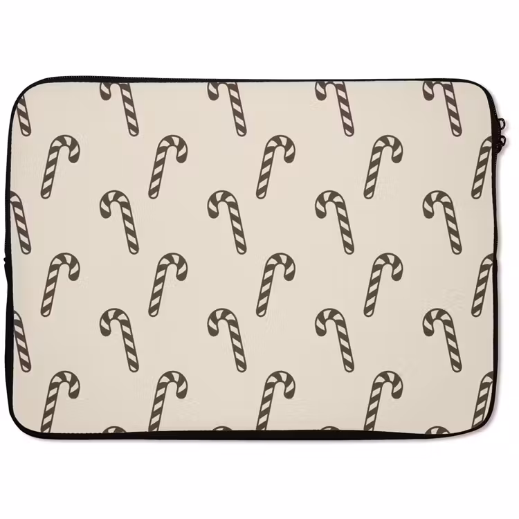 Laptophoes - Kerst - Grijs - Crème - Zuurstok — 1