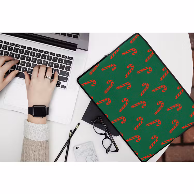 Laptophoes - Kerst - Groen - Rood - Zuurstok — 3