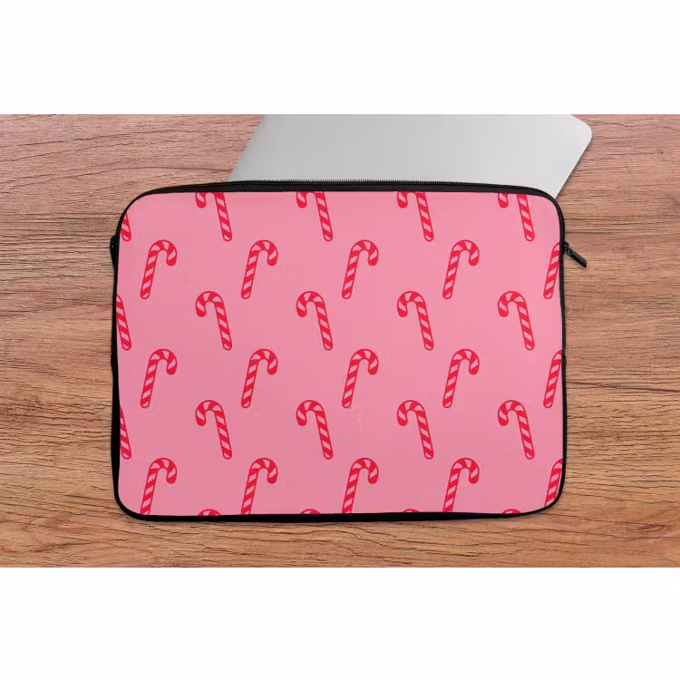 Laptophoes - Kerst - Rood - Roze - Zuurstok — 2