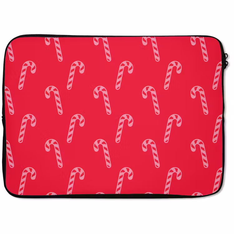 Laptophoes - Kerst - Roze - Rood - Zuurstok — 1