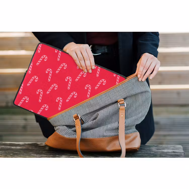 Laptophoes - Kerst - Roze - Rood - Zuurstok — 4