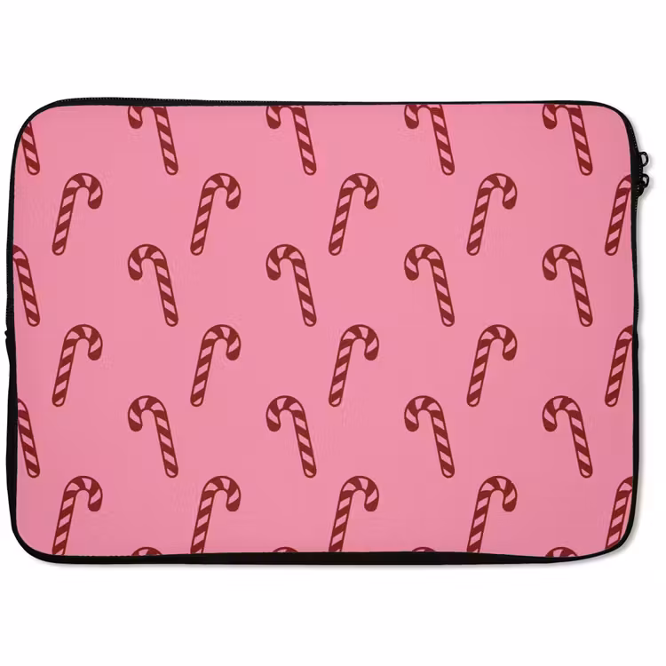 Laptophoes - Kerst - Roze - Zuurstok - Rood — 1