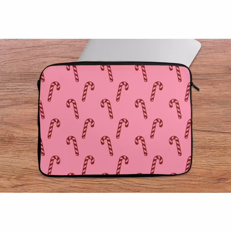 Laptophoes - Kerst - Roze - Zuurstok - Rood — 2