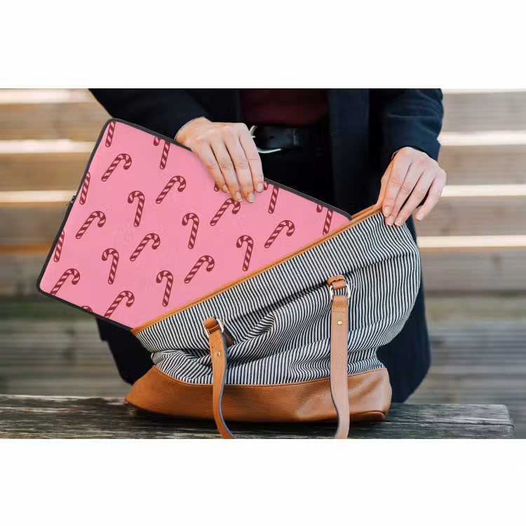 Laptophoes - Kerst - Roze - Zuurstok - Rood — 4