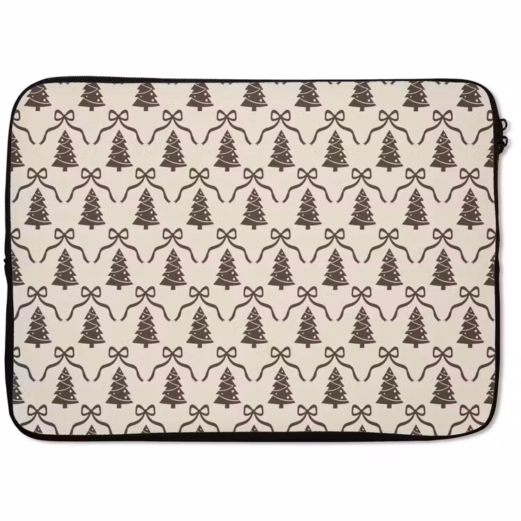 Laptophoes - Kerst - Taupe - Crème - Strik — 1