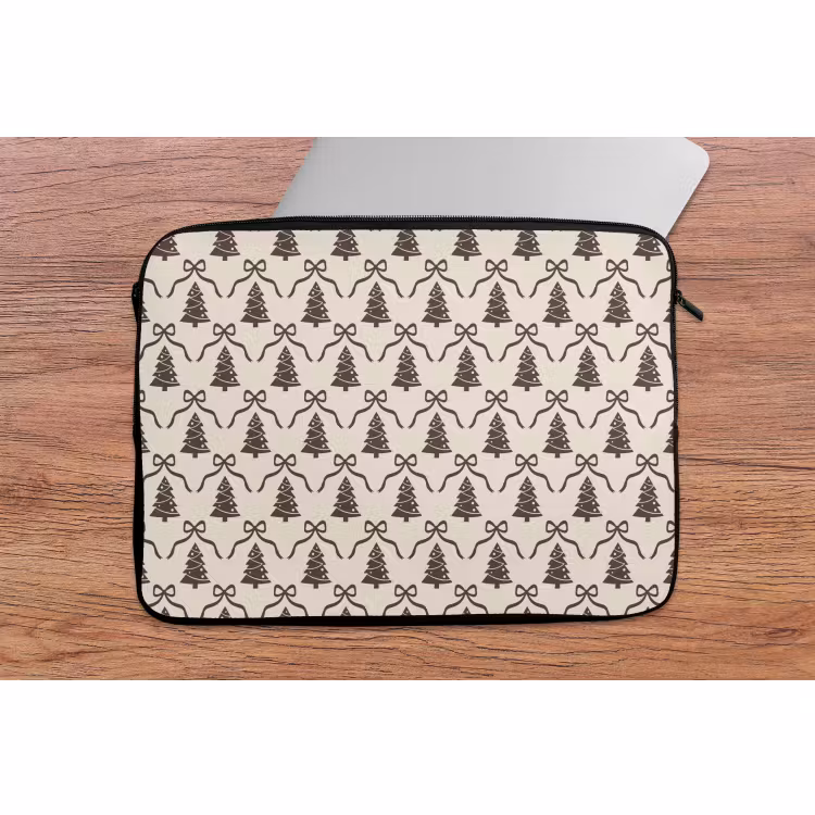 Laptophoes - Kerst - Taupe - Crème - Strik — 2