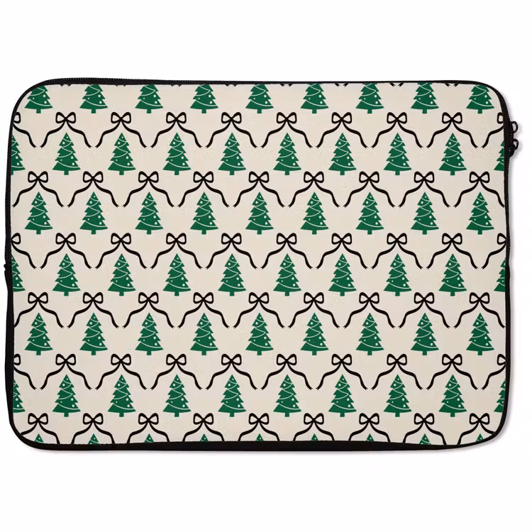 Laptophoes - Kerst - Wit - Zwart - Strik — 1