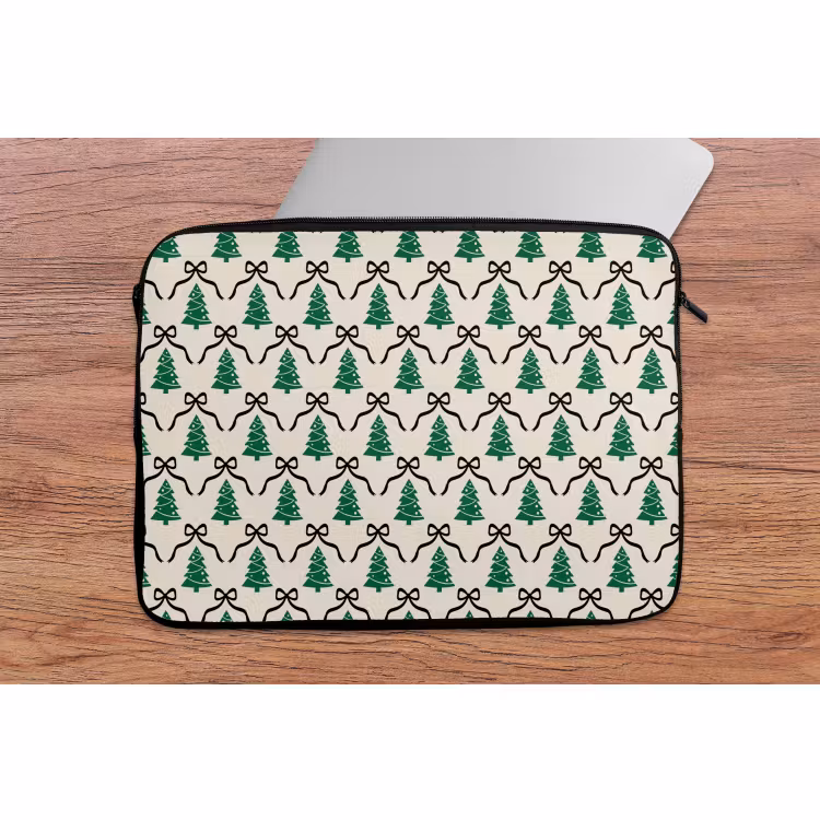 Laptophoes - Kerst - Wit - Zwart - Strik — 2
