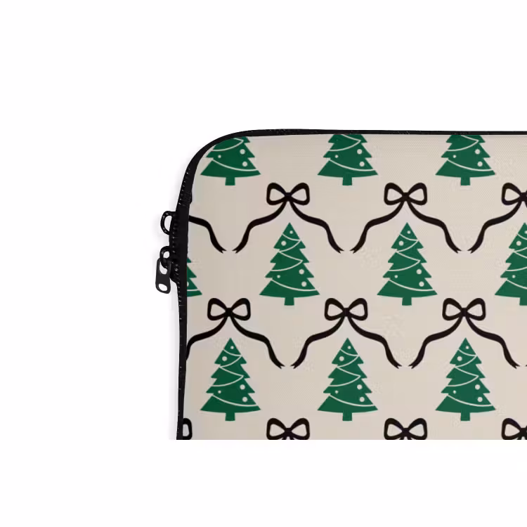 Laptophoes - Kerst - Wit - Zwart - Strik — 5
