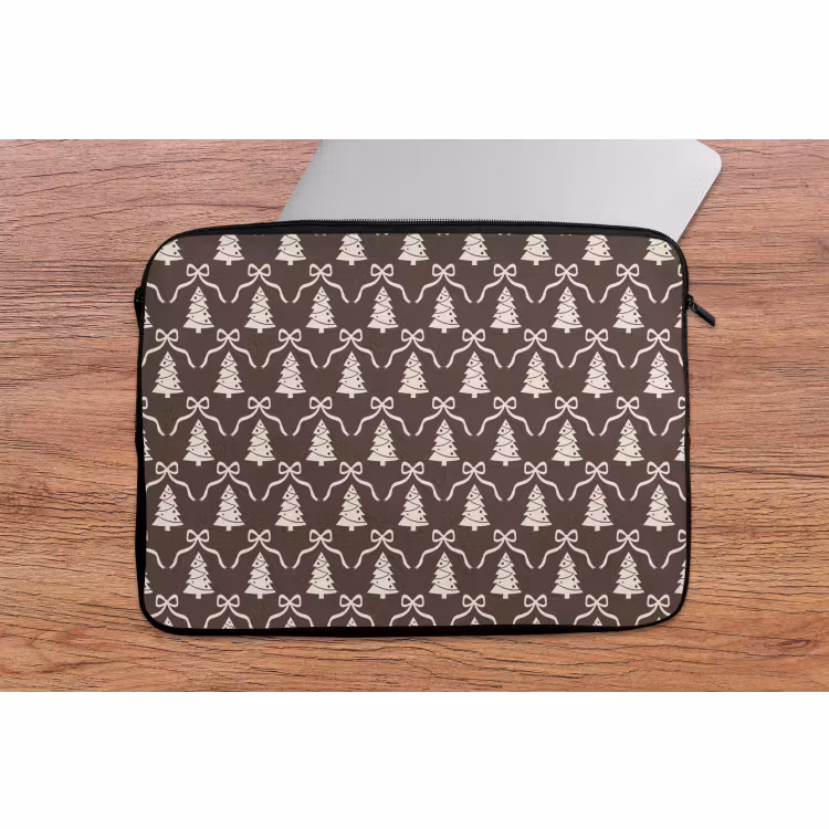 Laptophoes - Strik - Taupe - Wit - Kerst — 2