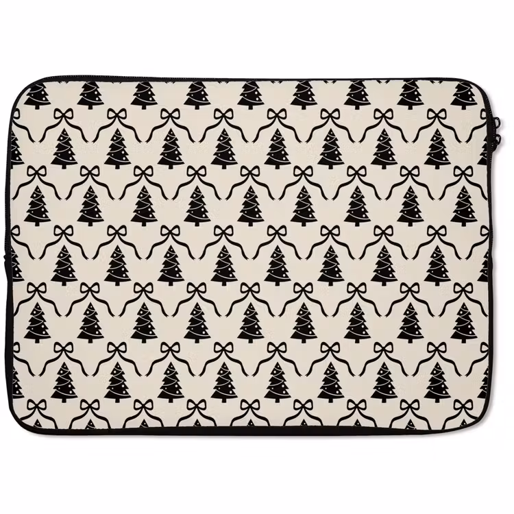 Laptophoes - Strik - Zwart - Wit - Kerst — 1