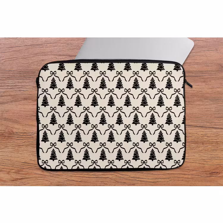 Laptophoes - Strik - Zwart - Wit - Kerst — 2