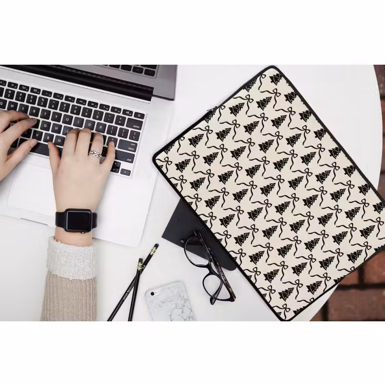 Laptophoes - Strik - Zwart - Wit - Kerst — 3