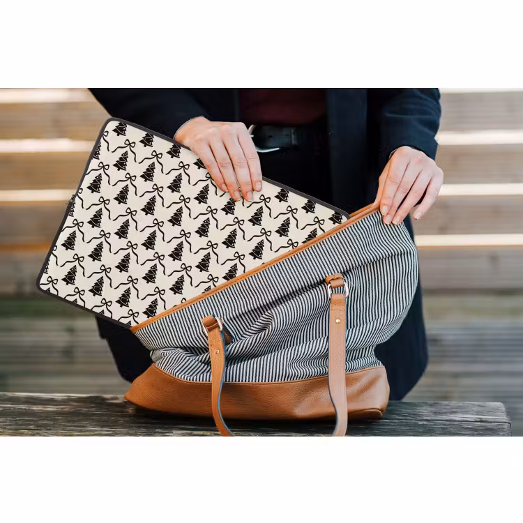 Laptophoes - Strik - Zwart - Wit - Kerst — 4