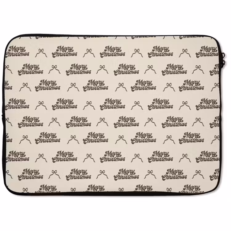 Laptophoes - Tekst - Bruin - Crème - Strik — 1