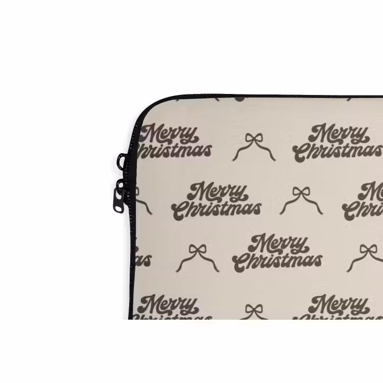 Laptophoes - Tekst - Bruin - Crème - Strik — 5