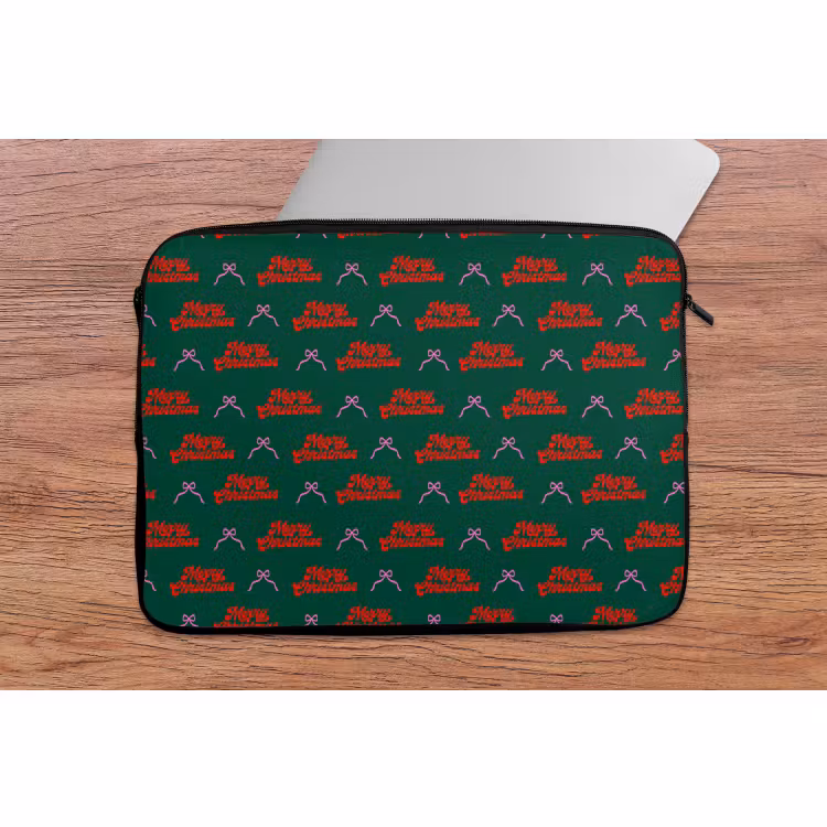 Laptophoes - Tekst - Roze - Rood - Groen - Strik — 2