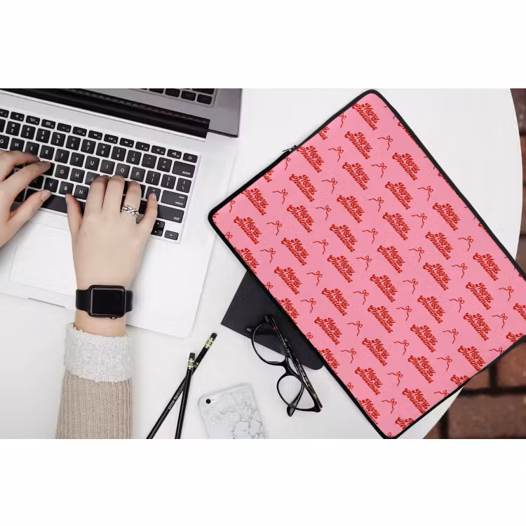 Laptophoes - Tekst - Strik - Rood - Roze — 3