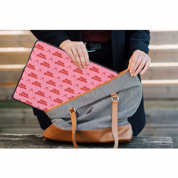 Laptophoes - Tekst - Strik - Rood - Roze — 4