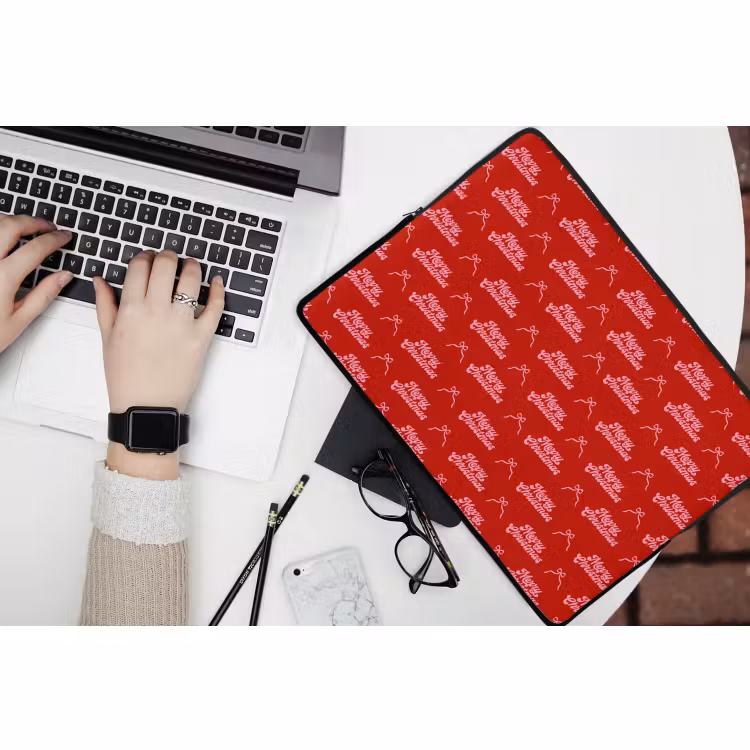 Laptophoes - Tekst - Strik - Roze - Rood — 3