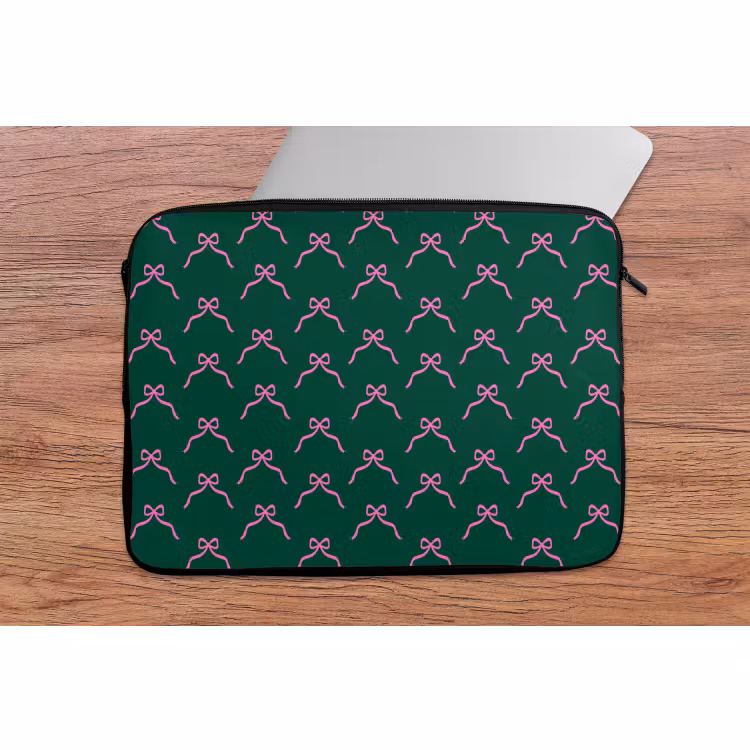Laptophoes - Kerst - Neon - Groen - Strik — 2