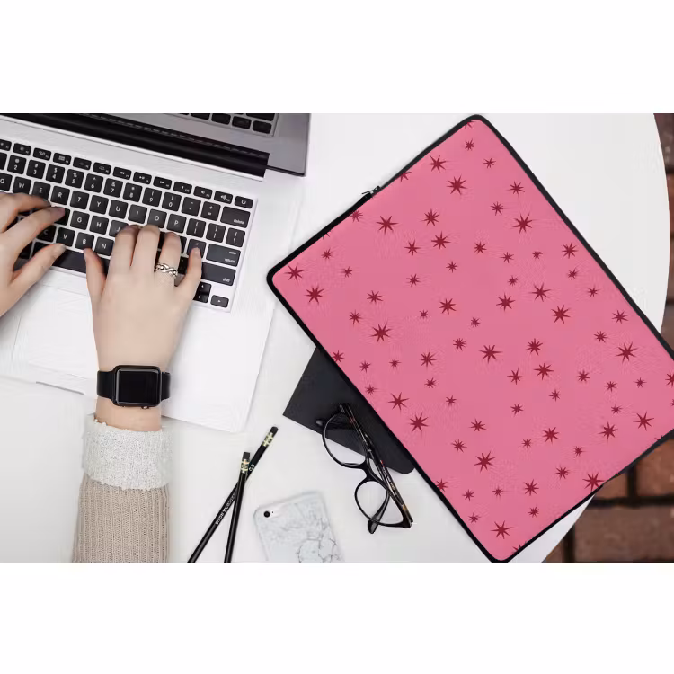 Laptophoes - Kerst - Ster - Rood - Roze — 3