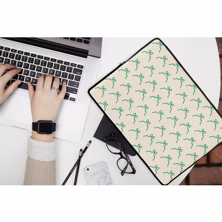 Laptophoes - Strik - Crème - Groen - Kerst — 3