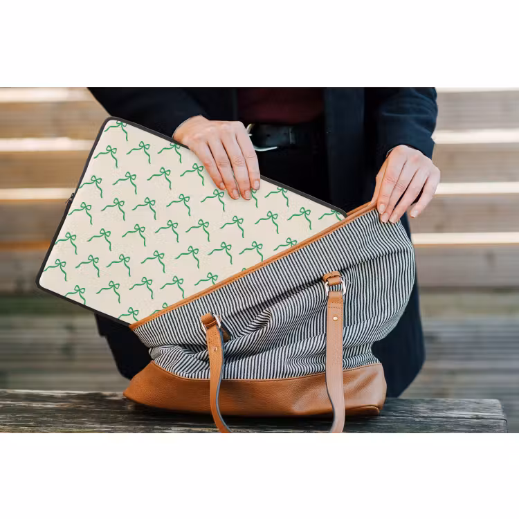 Laptophoes - Strik - Crème - Groen - Kerst — 4