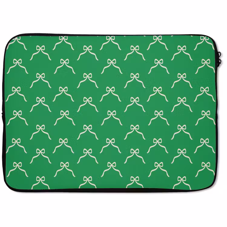 Laptophoes - Strik - Kerst - Groen - Wit — 1
