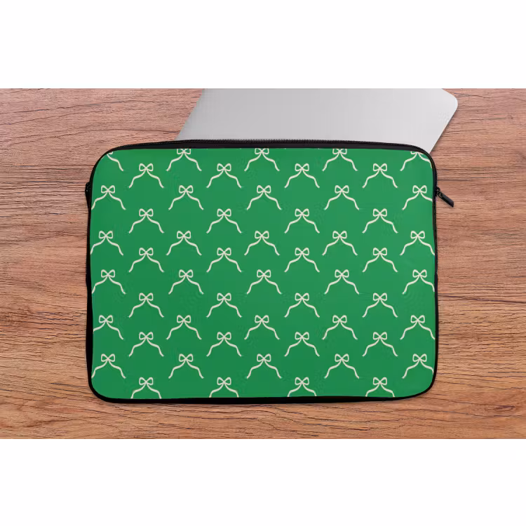 Laptophoes - Strik - Kerst - Groen - Wit — 2