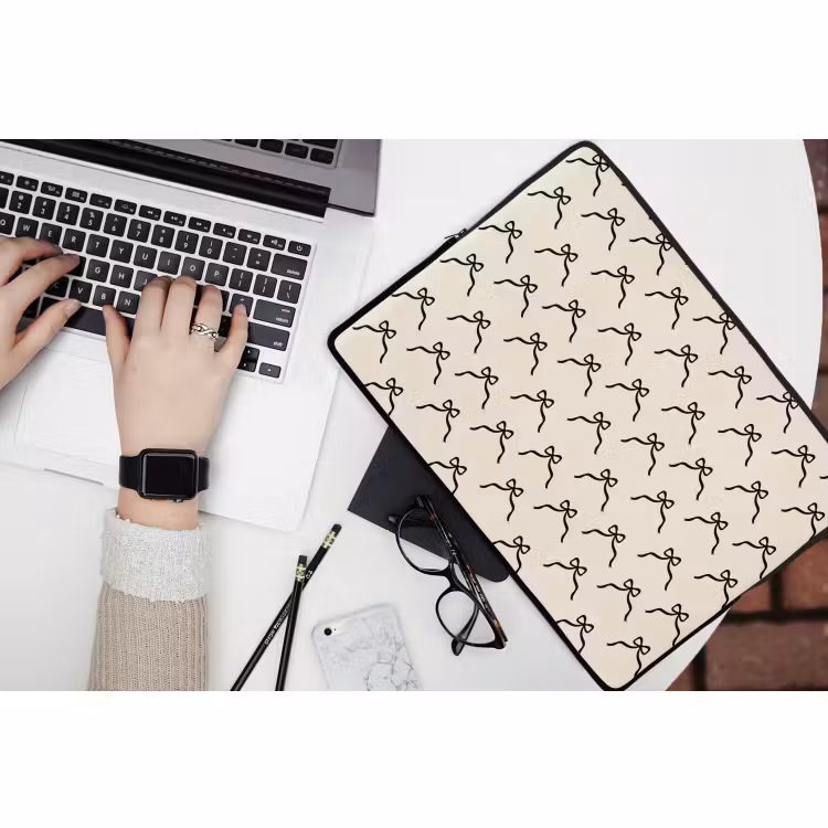 Laptophoes - Strik - Kerst - Wit - Zwart — 3