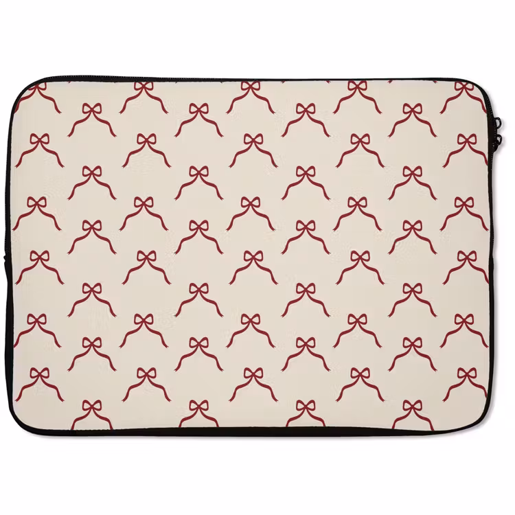 Laptophoes - Strik - Rood - Crème - Kerst — 1