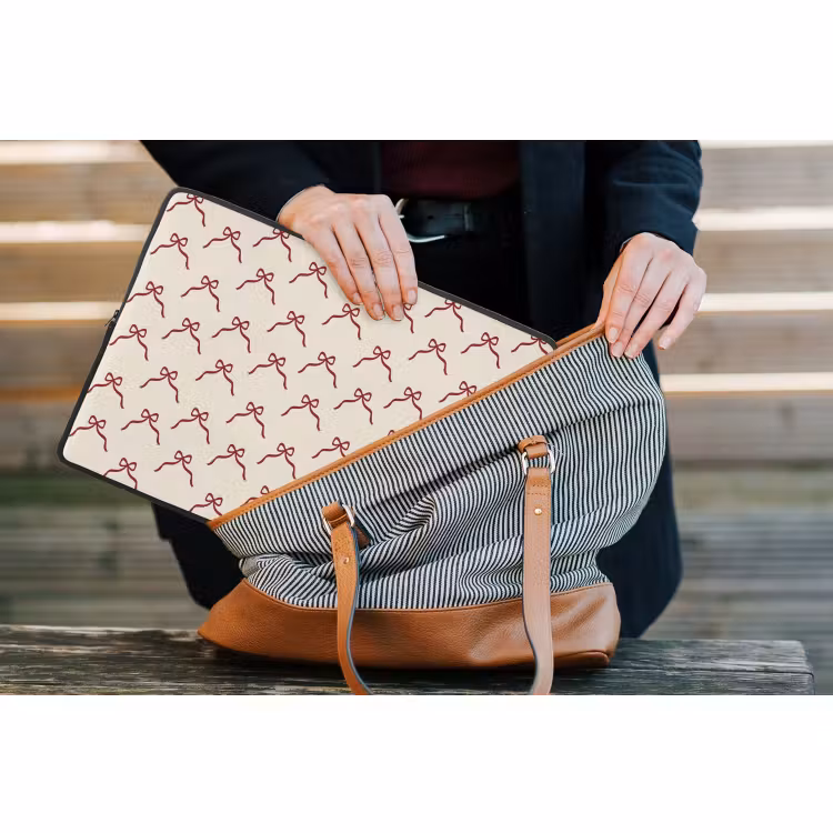 Laptophoes - Strik - Rood - Crème - Kerst — 4