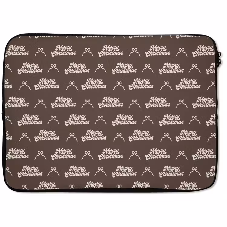 Laptophoes - Tekst - Crème - Bruin - Strik — 1